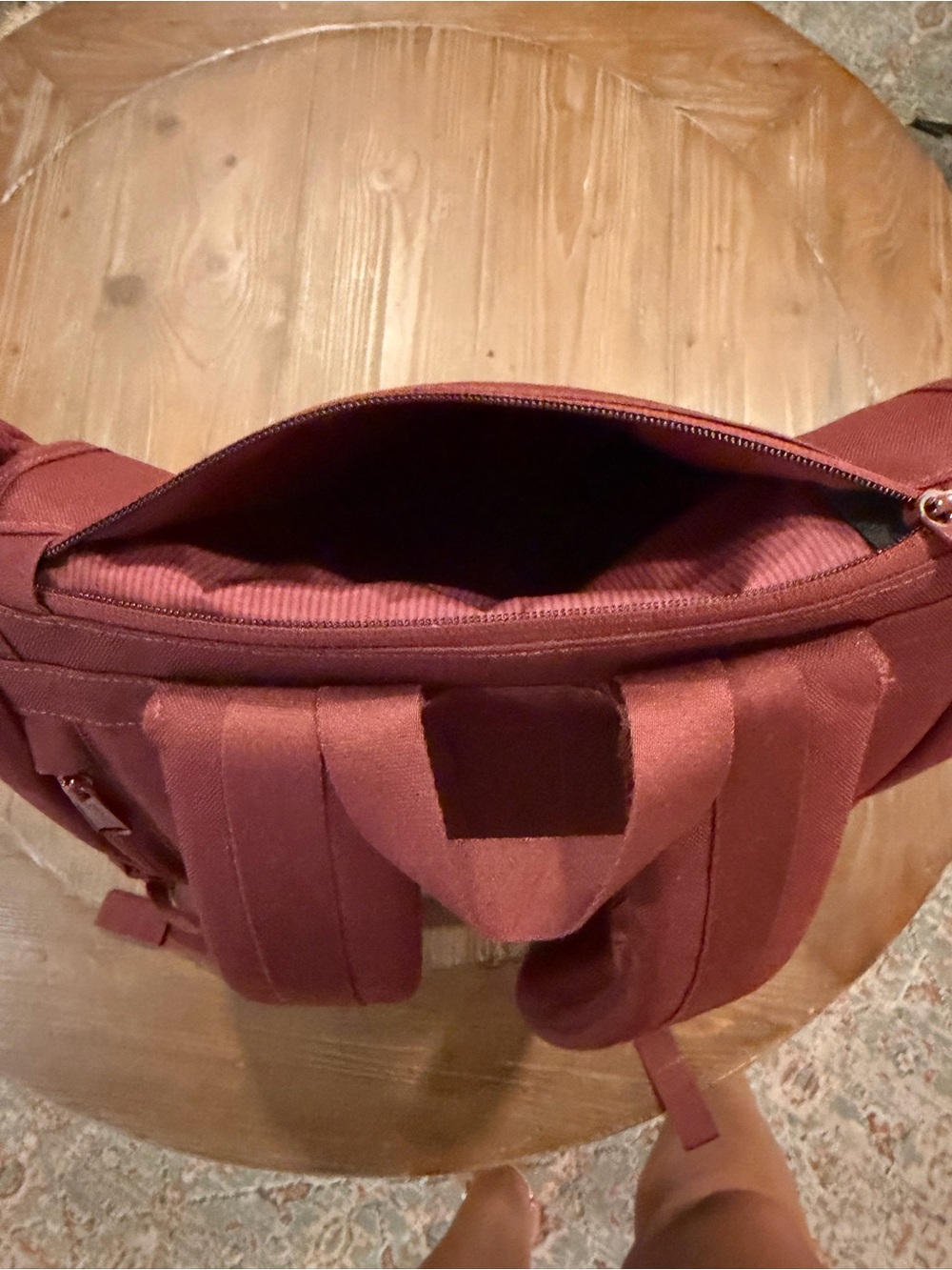 Herschel Supply Company Burgundy Canvas Backpack with Brown Straps - Picture 7 of 8